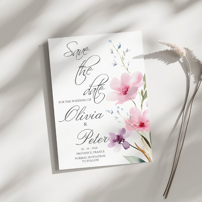 Äng med vilda blommor Foto Spara datumet Inbjudningar (Skapare uppladdad)