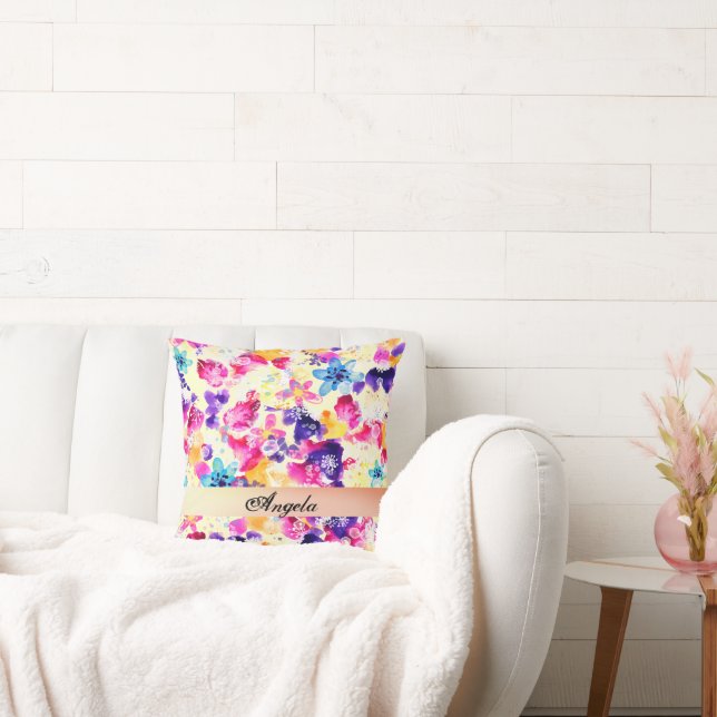 Äng med vilda blommor slitna blommor kudde (Soffa)