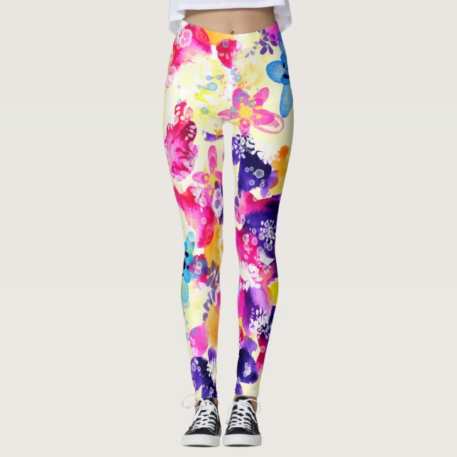 Äng med vilda blommor slitna blommor leggings (Framsida)