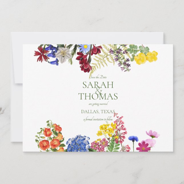 Äng med vilda blommor Vårens blommor Färgrik Bröll Spara Datumet (Framsida)