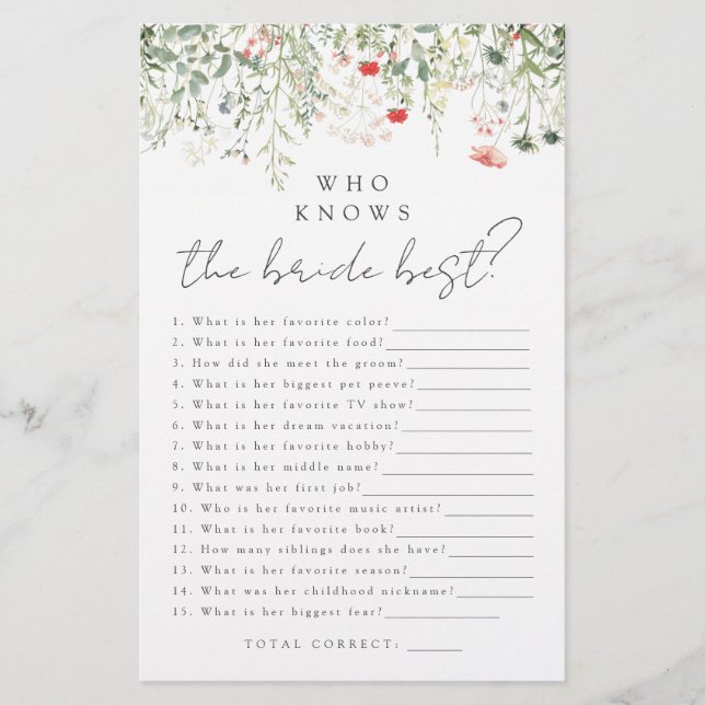 Äng med vilda blommor vem vet bruden bäst spel (Framsida)