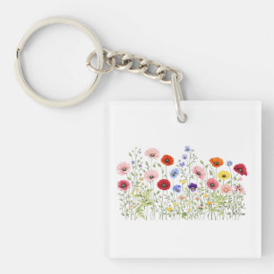 Äng med vildblommor och naturliga akvarellblommor