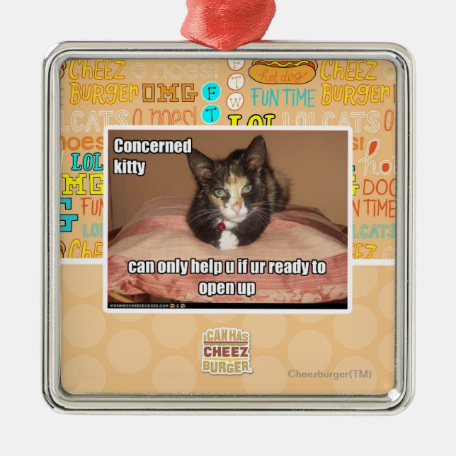 Angå kattunge julgransprydnad metall (Framsidan)