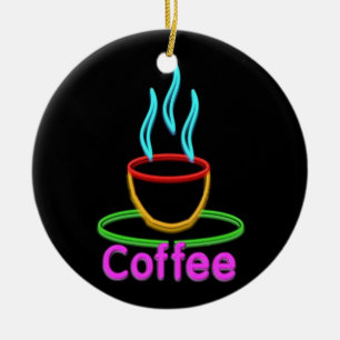 Ånga koppen av neonkaffe julgransprydnad keramik