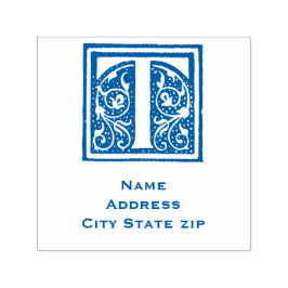 Angående: Elegant Monogram Inledande t Medieval Ma Självfärgande Stämpel