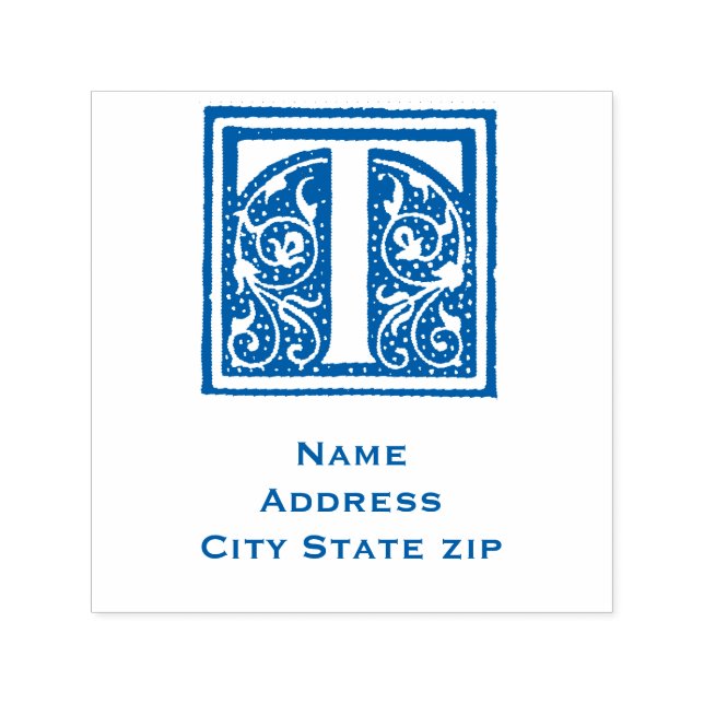 Angående: Elegant Monogram Inledande t Medieval Ma Självfärgande Stämpel (Design)