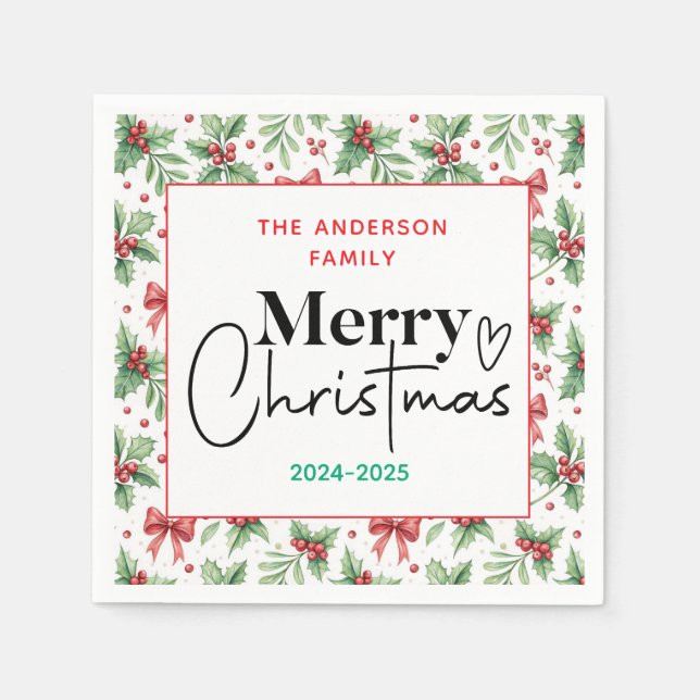 Angående: Vattenfärgad Grönt Grass - Festive jul P Pappersservett (Framsidan)