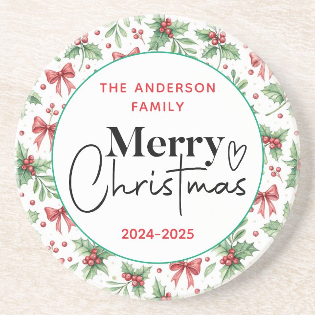 Angående: Vattenfärgad Grönt Grass - Festive jul P Underlägg (Framsidan)