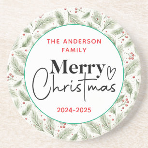 Angående: Vattenfärgad Grönt Grass - Festive jul P Underlägg