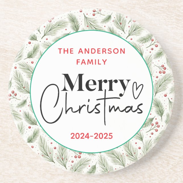 Angående: Vattenfärgad Grönt Grass - Festive jul P Underlägg (Framsidan)