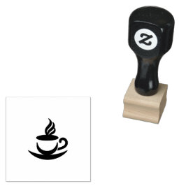 Ångande kaffekopp silhuett gummistämpel stämpel