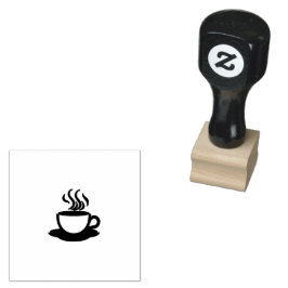 Ångande kaffekopp silhuett gummistämpel stämpel