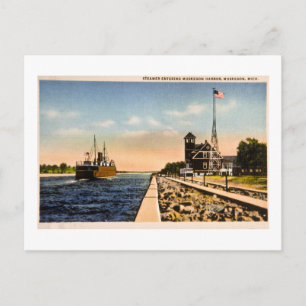 Ångare som anländer till Muskegon Harbor, Muskegon Vykort