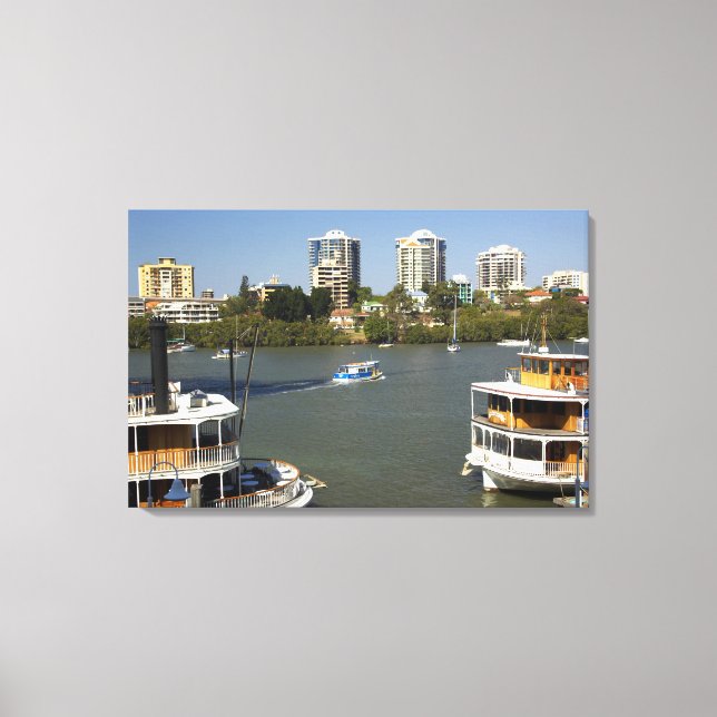 Ångbåtar, Brisbanefloden, Brisbane, Canvastryck (Framsida)