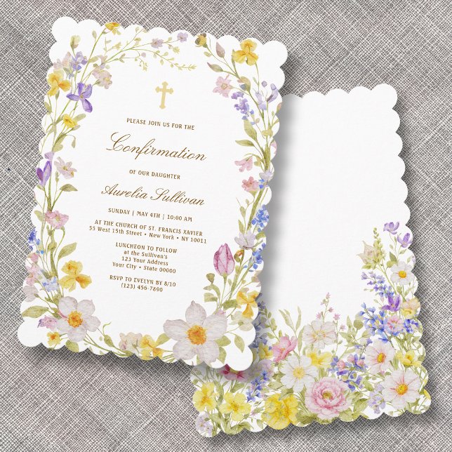Ängblommor Ram Bekräftelse Inbjudan (Skapare uppladdad)