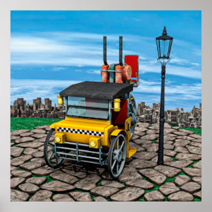 Ångdriven Cab-Taxi Poster