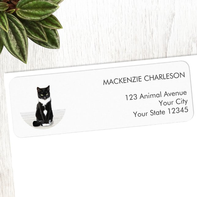 Ange adressetikett för returadress för fotocirkel returadress etikett (Personalized pet photo circle frame custom return address label)