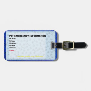 Ange Akutets informationskort Bagagebricka