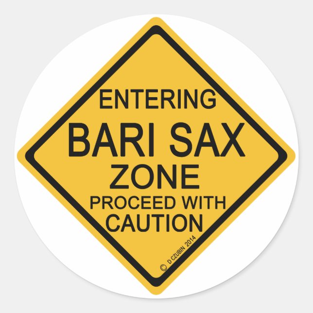 Ange Bari Sax Zon Runt Klistermärke (Framsida)