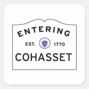 Ange COHASSET MASSACHUSETTS Street Sign Fyrkantigt Klistermärke