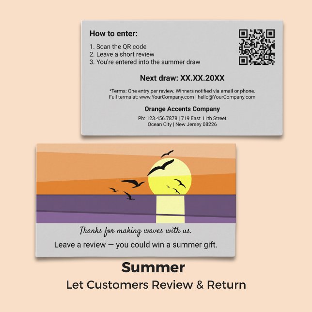 Ange en granskningsritning - Sommar-Tack Visitkort (Enter a Review Draw - Summer Thank You Business Card)