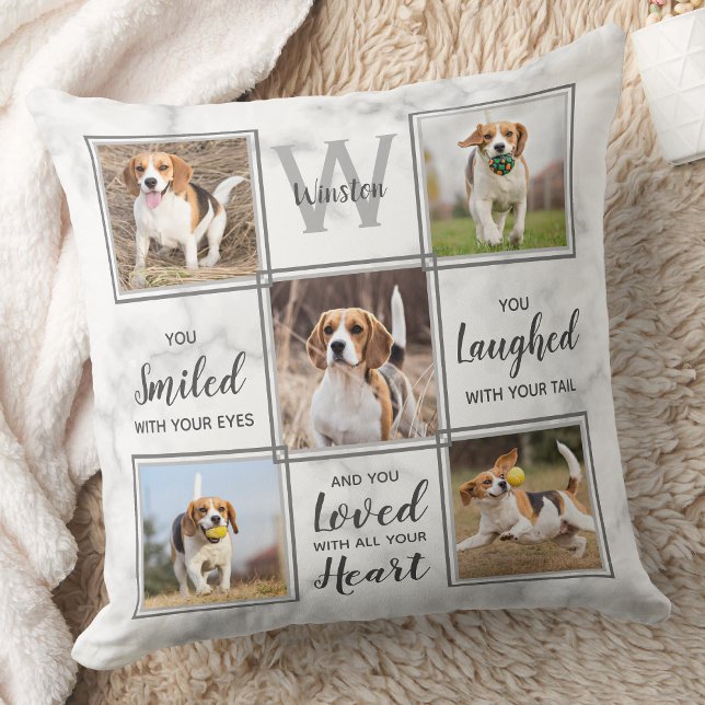 Ange Hund minnesmärke Unikt 5 fotokollage Kudde (Skapare uppladdad)