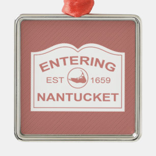 Ange Nantucket Welcome Sign in Nantucket Red Julgransprydnad Metall