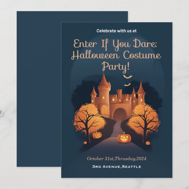 Ange om du Dare Halloween Costume party Inbjudningar (Fram/baksida)