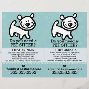 Ange Sitter.Hund Sitter.2 för 1.Anpassade. Reklamblad