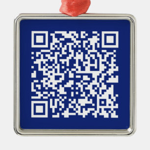 Ange URL Direkt Genererad QR-kod Marinblå Julgransprydnad Metall