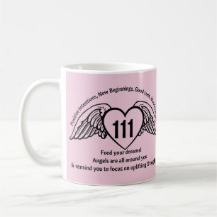 Angel 111 Rosa Numrering för bekräftelse Namn Kaffemugg