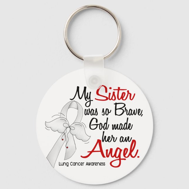 Angel 2 Sister Lung Cancer Nyckelring (Framsida)