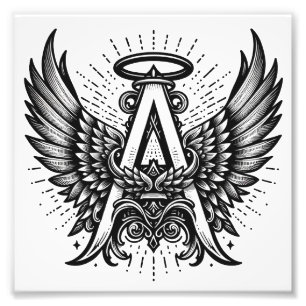 Angel Alphabet A Initial Latter Vingar Halo Fototryck