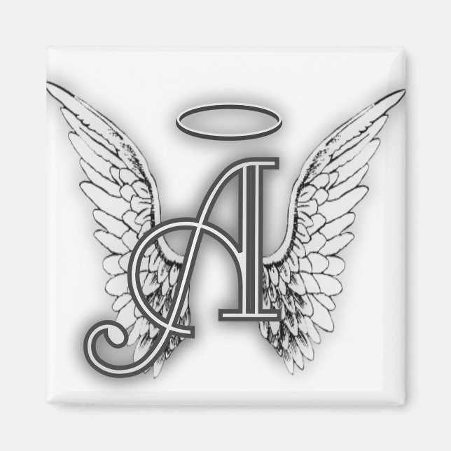 Angel Alphabet A Initial Latter Vingar Halo Magnet (Framsidan)