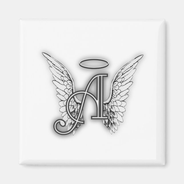 Angel Alphabet A Initial Latter Vingar Halo Magnet (Framsidan)