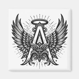 Angel Alphabet A Initial Latter Vingar Halo Magnet