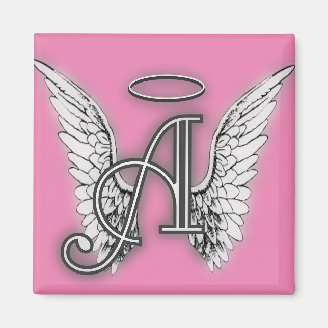 Angel Alphabet A Initial Latter Vingar Halo Magnet (Framsidan)