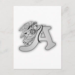 Angel Alphabet A Initial Monogram Vykort