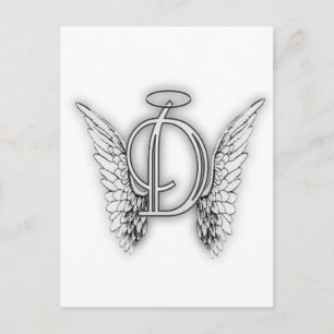 Angel Alphabet D Initial Latter Vingar Halo Vykort