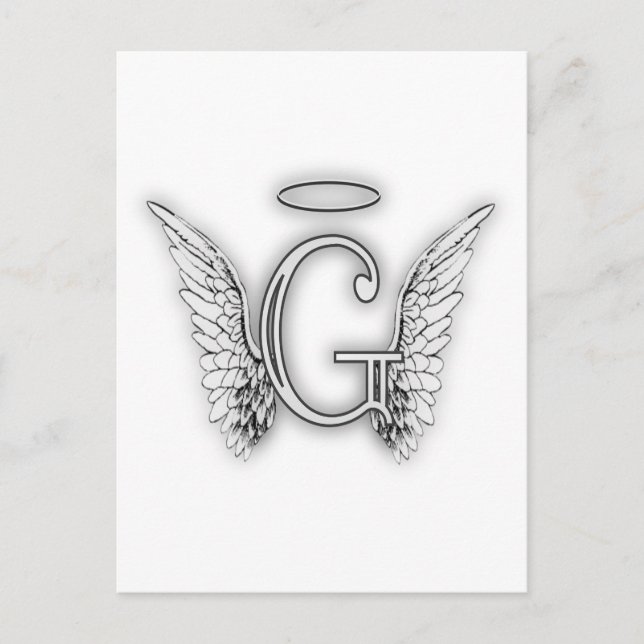 Angel Alphabet G Initial Latter Vingar Halo Vykort (Framsida)