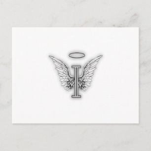 Angel Alphabet I Initial Brev Vinge Halo Vykort