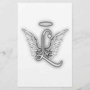 Angel Alphabet L Initial Brev Vingar Halo