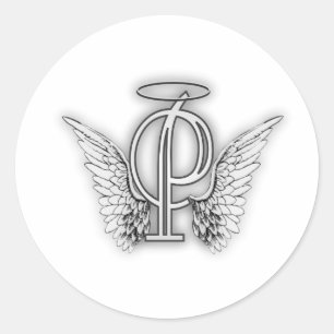 Angel Alphabet P Initial Brev Vingar Halo Runt Klistermärke