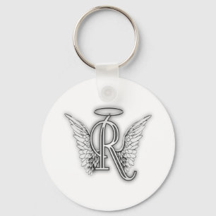 Angel Alphabet R Initial Brev Vingar Halo Nyckelring