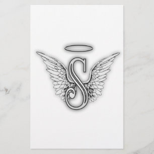 Angel Alphabet S Initial Brev Vingar Halo