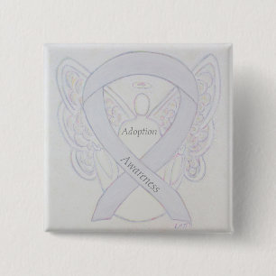 Angel Angel White Ribbon Anpassningsbar Pin för Ad Knapp