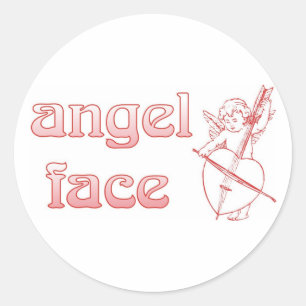 Angel ansikte runt klistermärke