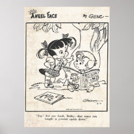 Angel Ansikte Tecknad Strip "Printing Up Down" Poster