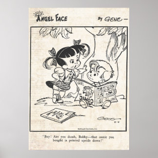 Angel Ansikte Tecknad Strip "Printing Up Down" Poster