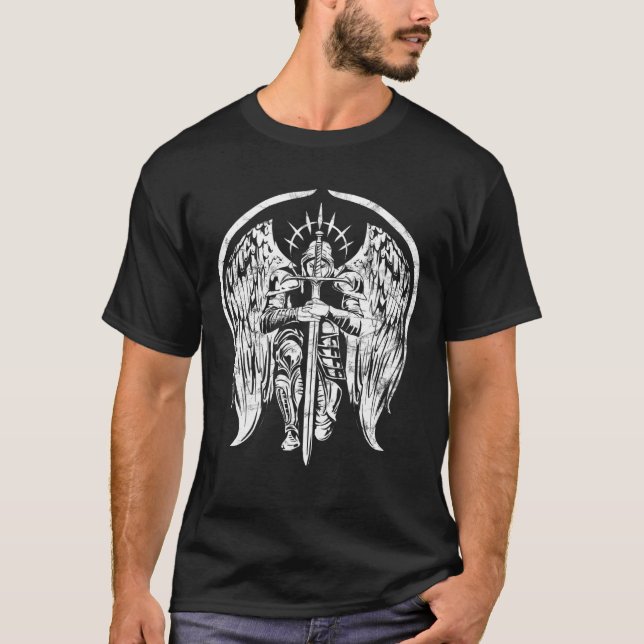 Angel Archangel Michael Warrior T Shirt (Framsida)